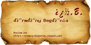 Örmény Begónia névjegykártya